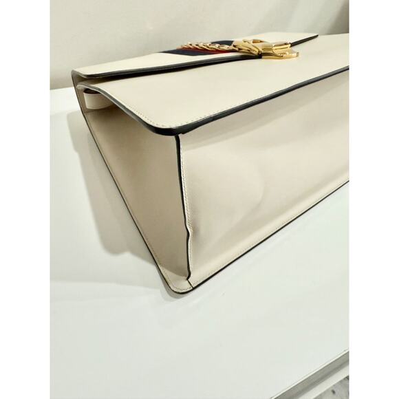 Gucci Large Sylvie 1969 Leather Handbag with Removable Strap White - Picture 9 of 15